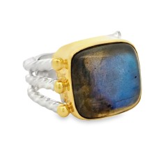 Michou Sterling Silver 22kt Yellow Gold Vermeil Labradorite Ring