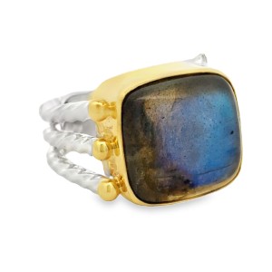 Michou Sterling Silver 22kt Yellow Gold Vermeil Labradorite Ring