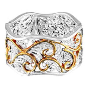 Michou Sterling Silver And 22kt Vermeil Swirl Design Ring
