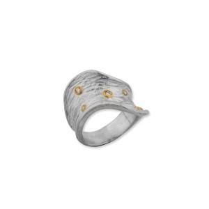 Lika Behar 24kt Yellow Gold And Sterling Silver "Bark' Ring