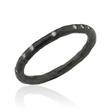Lika Behar Oxidized Sterling Silver Hammered Diamond Band