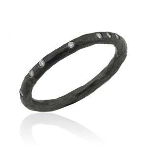 Lika Behar Oxidized Sterling Silver Hammered Diamond Band