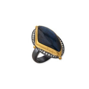 Lika Behar 24kt Yellow Gold And Oxidized Sterling Silver "Olya" Ring