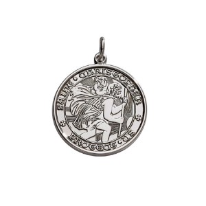 Sterling Silver Small (1/2") Round St. Christopher's Medal Charm