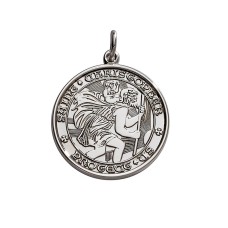 Sterling Silver Medium (3/4") Round St. Christopher's Medal Charm