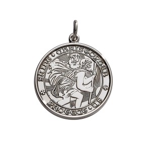 Sterling Silver Medium (3/4") Round St. Christopher's Medal Charm