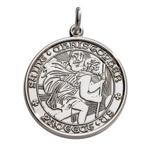 Sterling Silver Large (1") Round St. Christopher's Medal Charm