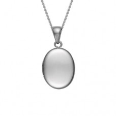 Sterling Silver 17mm Plain Polished Oval Locket