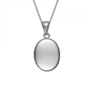 Sterling Silver 17mm Plain Polished Oval Locket