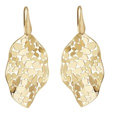 14kt Yellow Gold Over Silver "Mosaic Leaf" Dangle Earrings