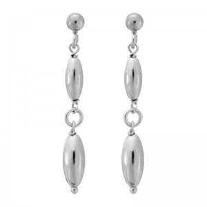 Sterling Silver Double Polished Pebble Drop Earrings