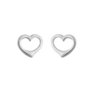 Sterling Silver 8mm Open Heart Stud Earrings
