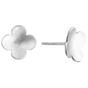 Sterling Silver 12mm Polished Clover Earrings