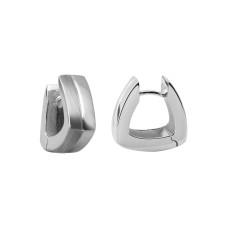 Sterling Silver Polished And Textured Triangular Hoop Earrings