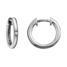 Sterling Silver Small Diamond-accented Hoop Earrings