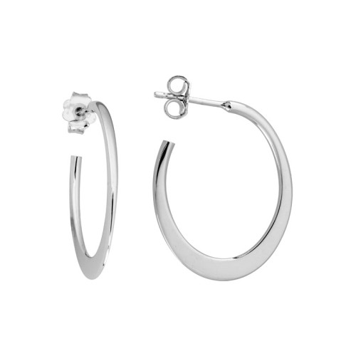 Silver Oval Square Edge Hoop Earring