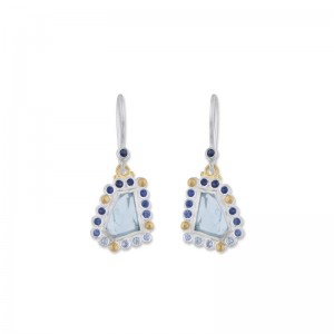 Lika Behar Sterling Silver And 24kt Yellow Gold Aquamarine And Sapphire "Dive-In" Earrings