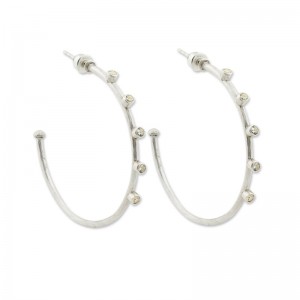 Lika Behar Sterling Silver And White Sapphire Large Hoop Earrings