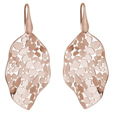 14kt Rose Gold Over Silver "Mosaic Leaf" Dangle Earrings