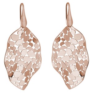 14kt Rose Gold Over Silver "Mosaic Leaf" Dangle Earrings