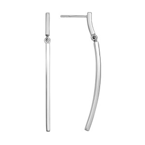 Sterling Silver Polished Bar Dangle Earrings