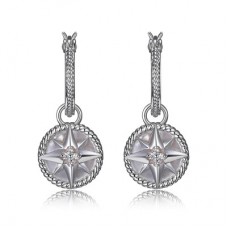 Charles Garnier Sterling Silver And Mother Of Pearl "Compass Rose" Earrings