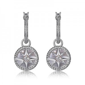 Charles Garnier Sterling Silver And Mother Of Pearl "Compass Rose" Earrings