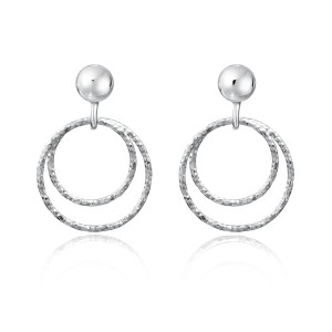 Peter Storm "Tessuto Colori" Sterling Silver Double Circle Dangle Earrings