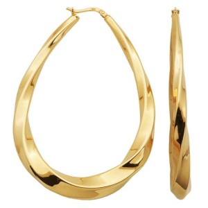 Charles Garnier 18kt Yellow Gold Over Sterling Silver Large Twist Oval Hoop Earrings