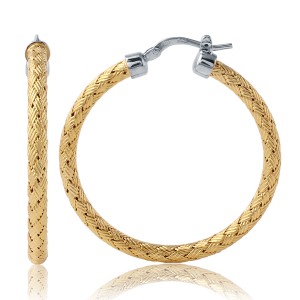 Charles Garnier 18kt Yellow Gold Over Sterling Silver 35mm "Milan" Hoop Earrings