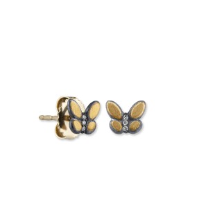 Lika Behar Fused 24kt Yellow Gold And Oxidized Sterling Silver "Butterfly Valley" Diamond-accented Earrings