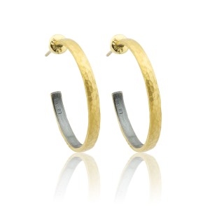 Lika Behar Fused 24kt Yellow Gold And Oxidized Sterling Silver Medium "Fusion" Hoop Earrings