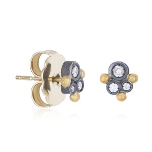 Lika Behar 24kt Gold & Oxidized Silver "Dylan" Stud Earrings