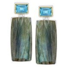 Michou Sterling Silver And 22kt Vermeil Blue Topaz And Labradorite Dangle Earrings