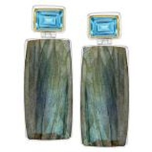 Michou Sterling Silver And 22kt Vermeil Blue Topaz And Labradorite Dangle Earrings
