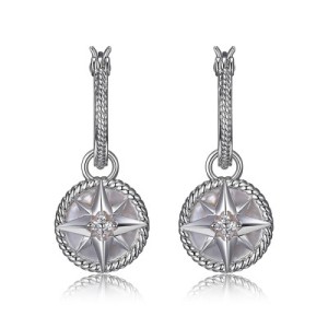 Charles Garnier Sterling Silver And Mother Of Pearl "Compass Rose" Earrings