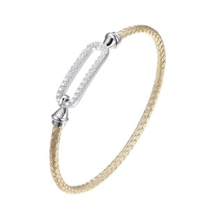 Charles Garnier 18kt Yellow Gold Over Sterling Silver Mesh Hook Bangle Bracelet