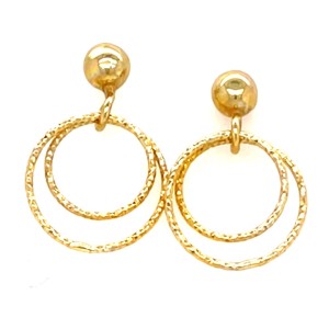 Peter Storm "Tessuto Colori" Yellow Finish Sterling Silver Double Circle Dangle Earrings
