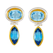 Michou Sterling Silver And 22kt Vermeil Blue Topaz Dangle Earrings