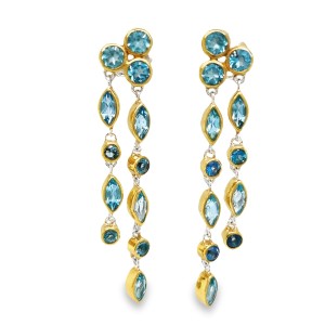 Michou Sterling Silver And 22kt Vermeil Blue Topaz Dangle Earrings