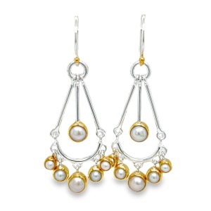 Michou Sterling Silver And 22kt Vermeil Pearl Dangle Earrings