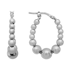 Sterling Silver Polished Graduated Bead Hoop Earrings