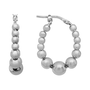 Sterling Silver Polished Graduated Bead Hoop Earrings