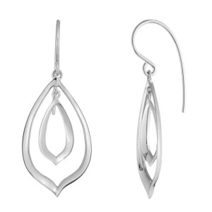 Sterling Silver Double Open Teardrop Dangle Earrings