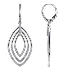 Charles Garnier Sterling Silver CZ-accented "Concentrix" Dangle Earrings