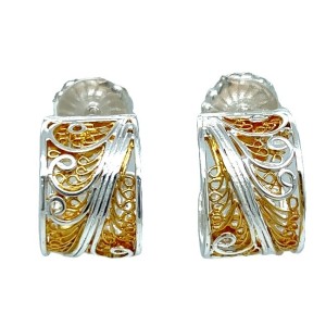 Michou Sterling Silver And 22kt Vermeil Swirl Design Half-hoop Earrings