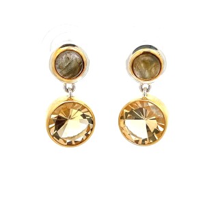 Michou Sterling Silver And 22kt Vermeil Citrine And Labradorite Earrings