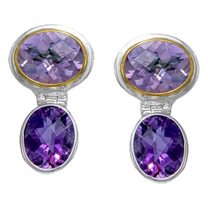 Michou Sterling Silver And 22kt Vermeil Double Amethyst Earrings