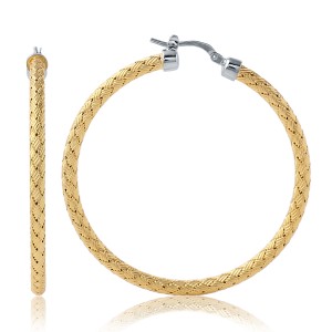 Charles Garnier 18kt Yellow Gold Over Sterling Silver 45mm "Milan" Hoop Earrings