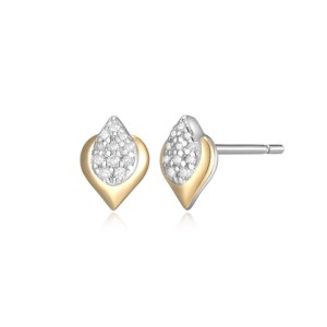 Charles Garnier Sterling Silver And 14kt Yellow Gold Petite "Touch Of Gold" Diamond Earrings